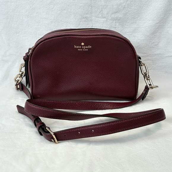 kate spade Handbags - Kate Spade Mulberry Street Pyper Camera Bag Crossbody Burgundy Leather